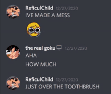 a screenshot of a discord conversation between reficulchild and another user