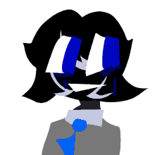 a drawing of a person wearing a blue tie