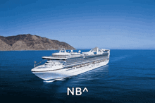 a large cruise ship is floating in the ocean with the letters nba above it