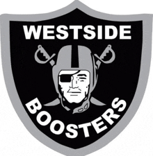 a logo for the westside boosters shows a man in a raider helmet