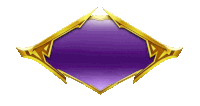 a purple diamond shaped item with a gold border