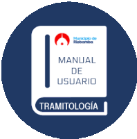 a blue circle with a book that says manual de usuario tramitologia