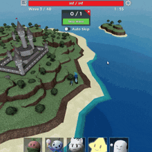 a screenshot of a video game shows a castle and a castle in the distance