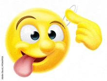 a cartoon smiley face is sticking its tongue out and holding a paper clip .