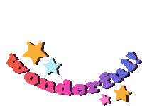 the word wonderful is on a white background with stars