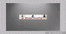 a banner for zombie samurai with cartoon characters