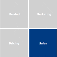 a blue square in the middle of a gray square says sales