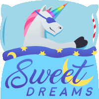 an illustration of a unicorn sleeping with the words sweet dreams written below it