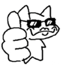 a cartoon cat wearing sunglasses is giving a thumbs up .