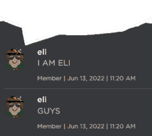 a screenshot of a chat with eli and guys