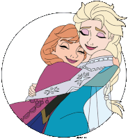 a drawing of anna and elsa hugging with disney clips written on the bottom