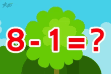 a cartoon illustration of a tree with the numbers 8 and 1