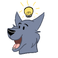 a cartoon of a wolf with a light bulb above its head