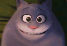 a close up of a cartoon cat 's face with big eyes