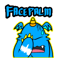 a cartoon drawing of a monster with the word facepalm written above it