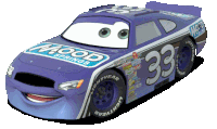 a purple car with the number 33 on it