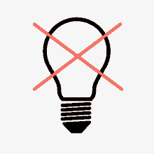 a light bulb is crossed out with a red x