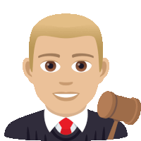 a man in a suit and tie is smiling and holding a wooden gavel