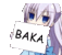 a girl is holding a sign that says baka on it .