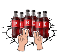 a group of coca cola bottles with the word purete written on them