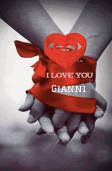 a couple holding hands with the words i love you gianni