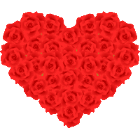 a heart made of red roses with a white background