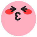 a pink circle with a cartoon face on it and arrows pointing to the left and right .