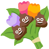 a bouquet of flowers made out of poop with a smile on their faces