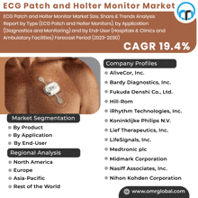 a poster titled ecg patch and holter monitor market with a list of companies