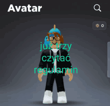 a screenshot of a person 's avatar with a blue hat