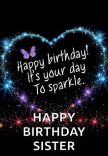 a birthday card for a sister that says happy birthday it 's your day to sparkle ..