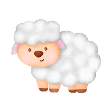 a cartoon illustration of a sheep with a pink nose