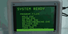 a computer screen that says system ready program files on it