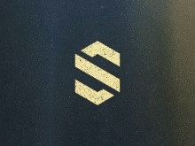 the letter s is painted in gold on a black surface