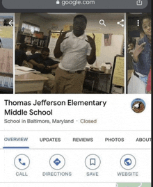 a screenshot of thomas jefferson elementary middle school