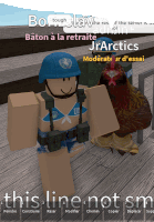 a picture of a soldier and a chicken with the words " this line not sm " on the bottom