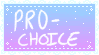 a blue and purple sign that says `` pro choice '' .