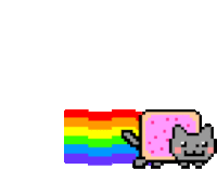 a pixel art of a cat with a rainbow coming out of it 's mouth