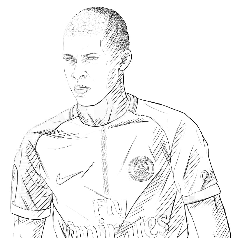 Drawing of Kylian Mbappe coloring page - Download, Print or Color ...