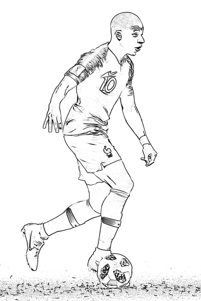 Soccer Player Kylian Mbappe coloring page - Download, Print or Color ...