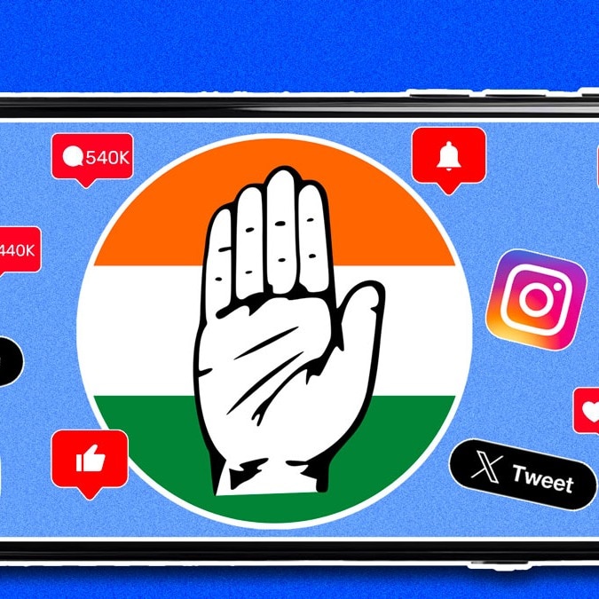 Congress poll symbol on a smartphone with likes and ahares