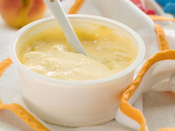 Fruit custard in a bowl