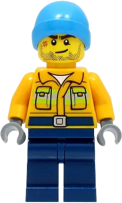 Fisherman - Bright Light Orange Jacket, Dark Azure Beanie minifigure