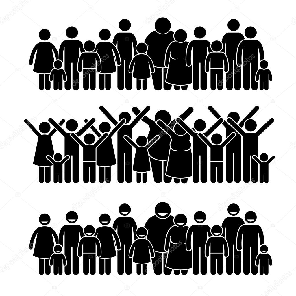 Group of People Standing Community Stick Figure Pictogram Icons Stock ...