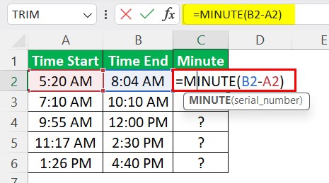 Minutes in Excel Example 3-1