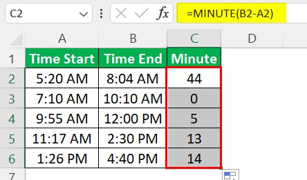 Minutes in Excel Example 3-2