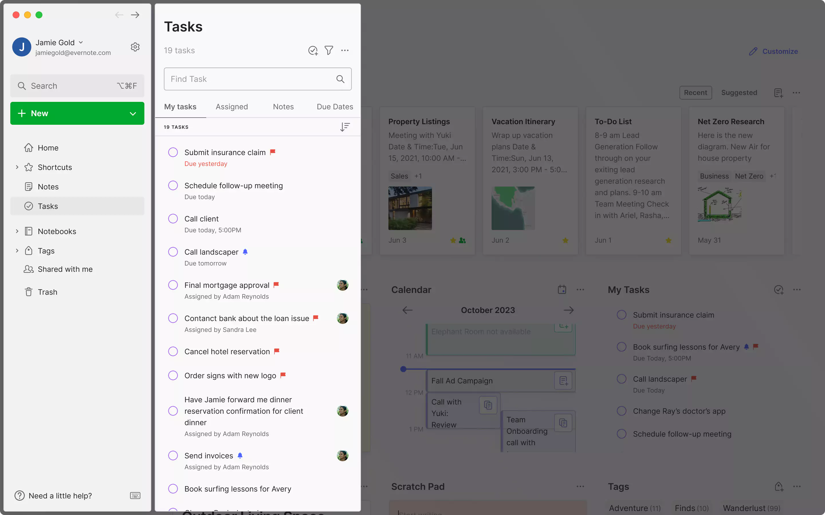 New Evernote UI - Tasks