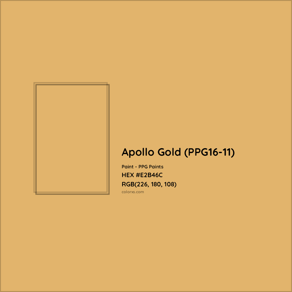 HEX #E2B46C Apollo Gold (PPG16-11) Paint PPG Paints - Color Code