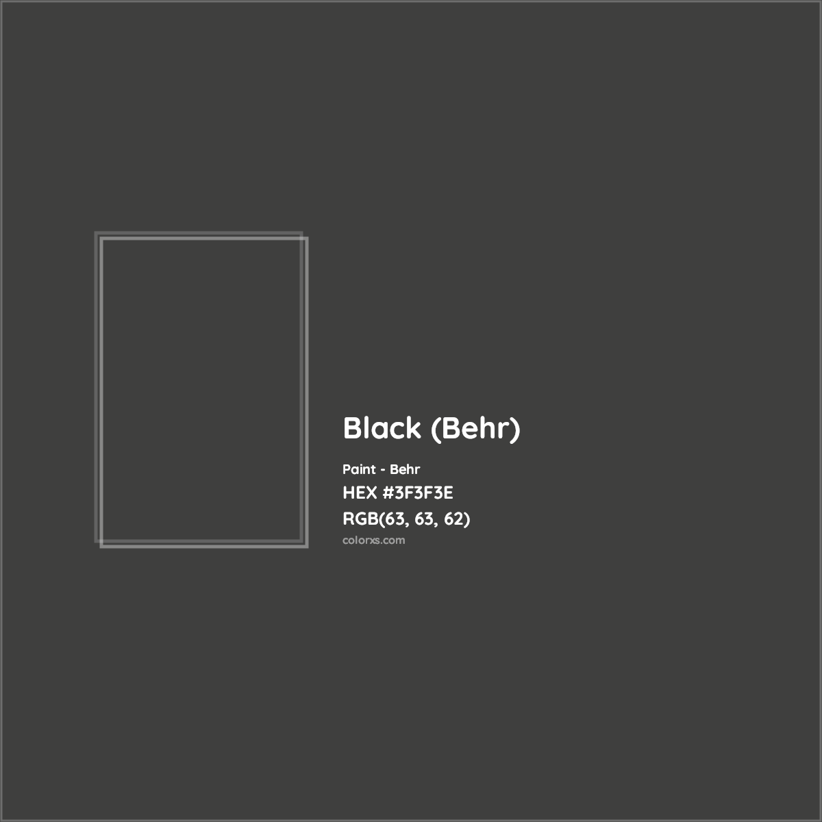 HEX #3F3F3E Black (Behr) Paint Behr - Color Code