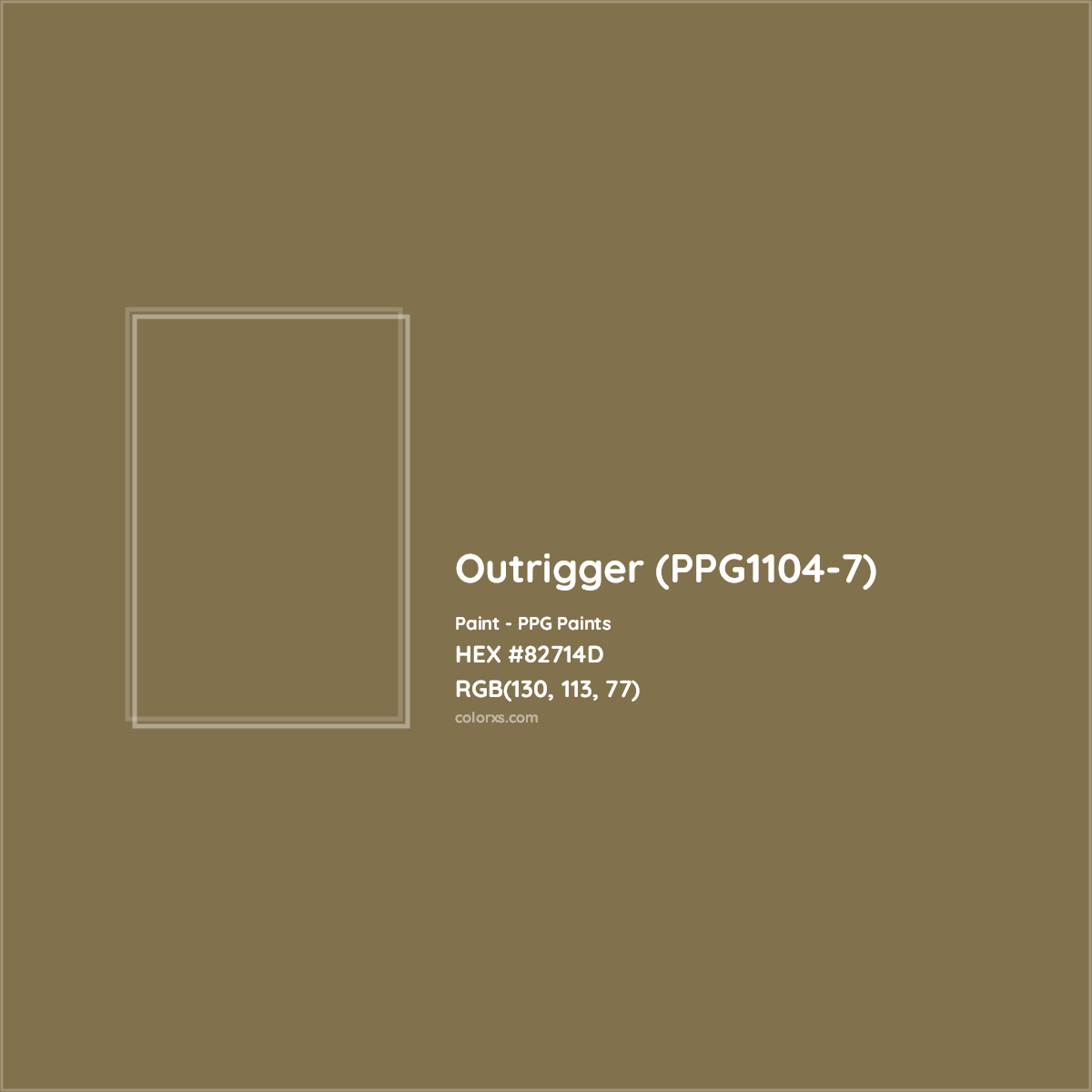 HEX #82714D Outrigger (PPG1104-7) Paint PPG Paints - Color Code